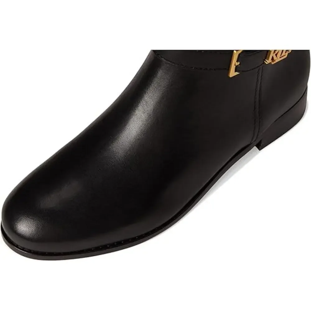 NEW Lauren Ralph Lauren Brooke Riding Leather Knee High Boots Black Size 6M